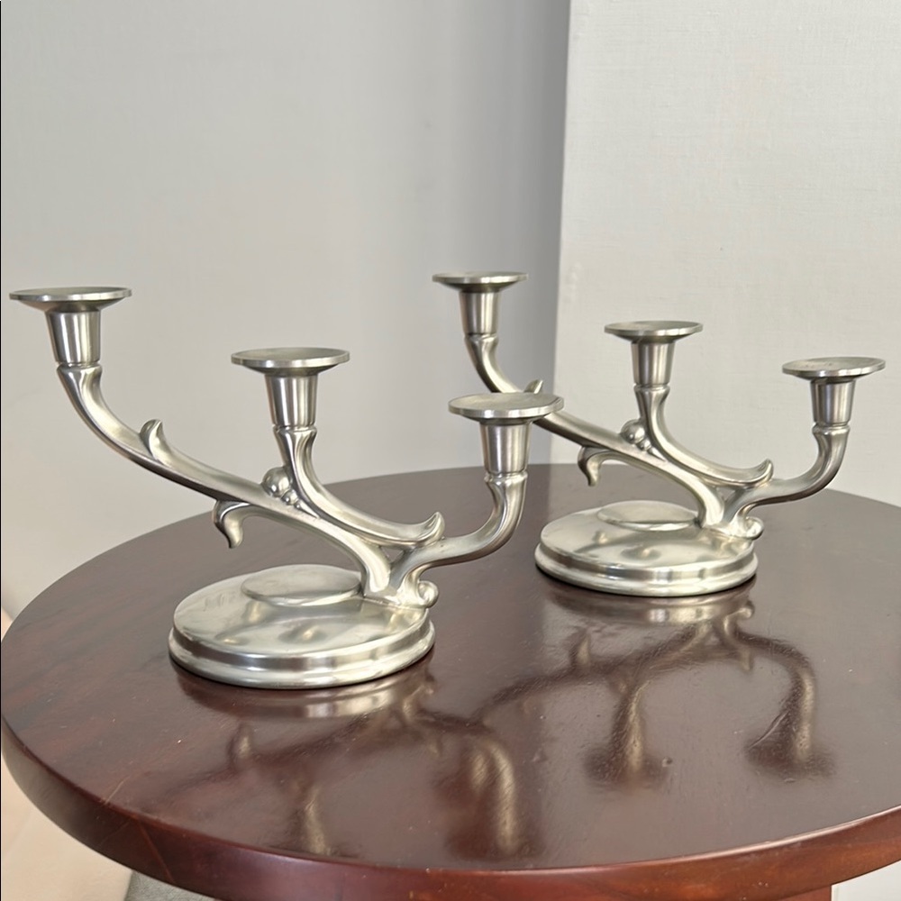 Metals Pewter candelabra